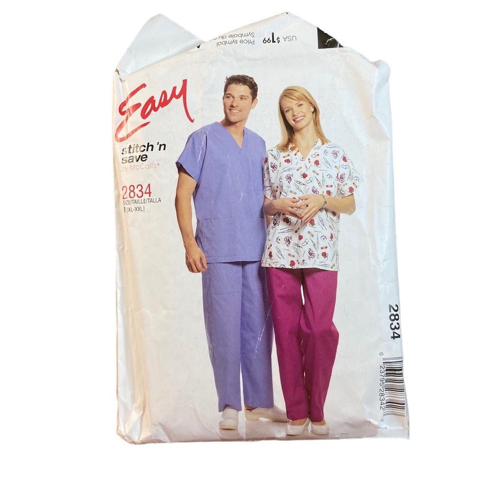 McCall’s stitch n save sewing pattern #2834 men’s and misses pant and top